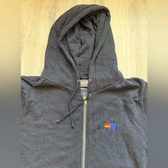 Aviator Nation Gray Zip Up Jacket with Rainbow Accent - Picture 4 of 4